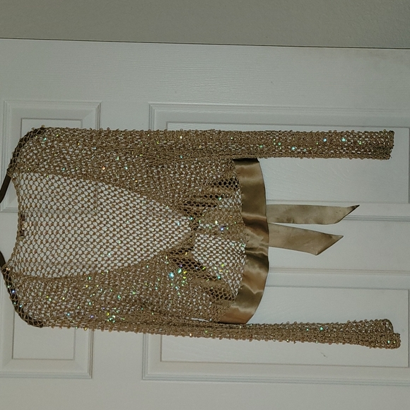 Tan Sequin Cardigan - Picture 2 of 4